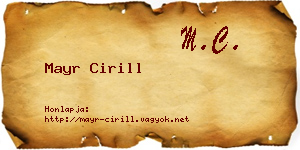 Mayr Cirill névjegykártya